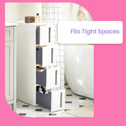 Slim Storage Trolley with 4 Drawers and Wheels for Kitchen or Bathroom by Songmics