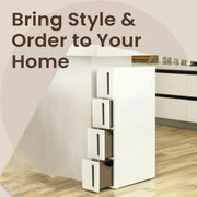 Slim Storage Trolley with 4 Drawers and Wheels for Kitchen or Bathroom by Songmics