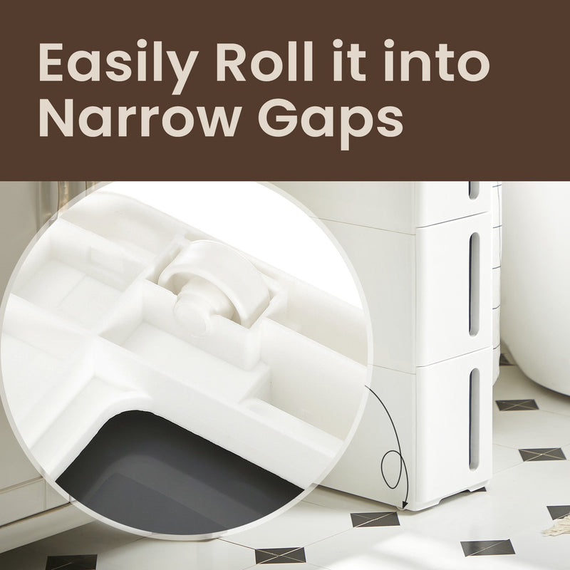 Slim Storage Trolley with 4 Drawers and Wheels for Kitchen or Bathroom by Songmics