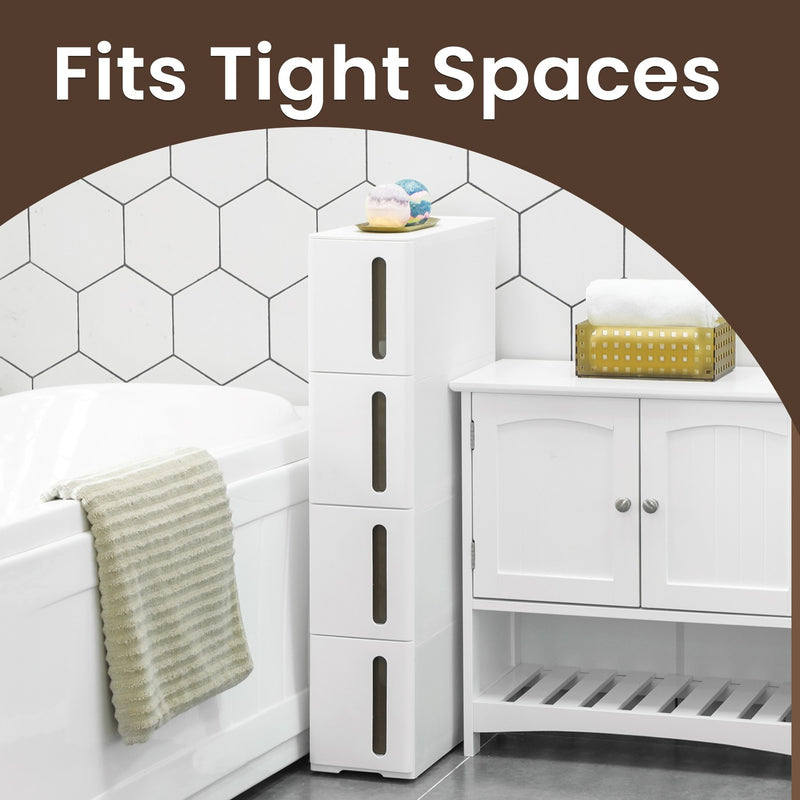 Slim Storage Trolley with 4 Drawers and Wheels for Kitchen or Bathroom by Songmics