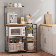 Kitchen Baker's Rack Coffee Bar with Storage Shelves and Wire Basket Organiser by Vasagle
