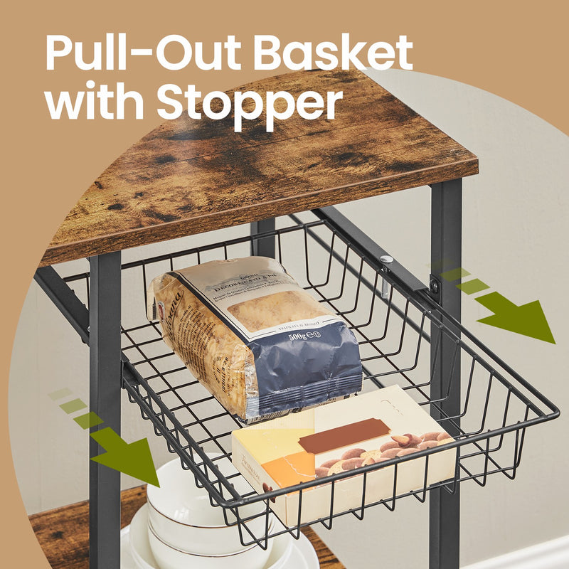 Kitchen Baker's Rack Coffee Bar with Storage Shelves and Wire Basket Organiser by Vasagle