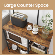 Kitchen Baker's Rack Coffee Bar with Storage Shelves and Wire Basket Organiser by Vasagle