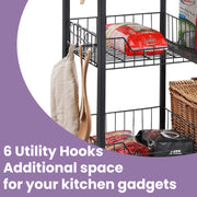 Rustic Brown Kitchen Bakers Rack with Storage Shelves Baskets and Hooks by Vasagle