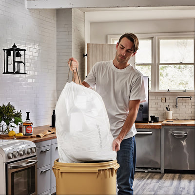 Heavy Duty Drawstring Bin Bags for 50L Kitchen Bins Pre Separated Rubbish Sacks by Songmics