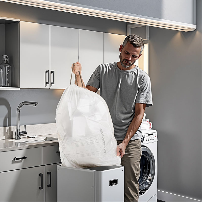 Heavy Duty Drawstring Bin Bags for 50L Kitchen Bins Pre Separated Rubbish Sacks by Songmics