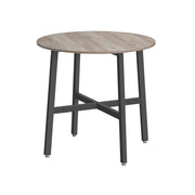 Round Industrial Dining Table by Vasagle in Heather Greige and Ink Black on a plain background