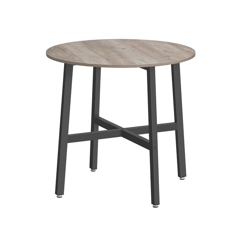 Round Industrial Dining Table by Vasagle in Heather Greige and Ink Black on a plain background