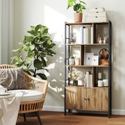 Large Wooden Bookshelf with Doors and Open Storage for Home Office or Living Room by Vasagle
