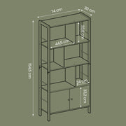 Large Wooden Bookshelf with Doors and Open Storage for Home Office or Living Room by Vasagle