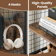 4 Tier Industrial Bookshelf with Hooks and Storage Shelves for Home Office by Vasagle