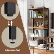 4 Tier Industrial Bookshelf with Hooks and Storage Shelves for Home Office by Vasagle