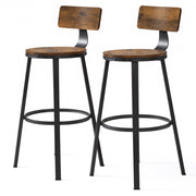 Set of 2 Bar Stools with Backrest Brown and Black Bar Height Chairs for Kitchen Dining by Vasagle VASAGLE