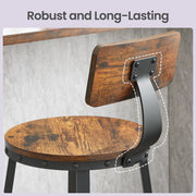 Set of 2 Bar Stools with Backrest Brown and Black Bar Height Chairs for Kitchen Dining by Vasagle VASAGLE