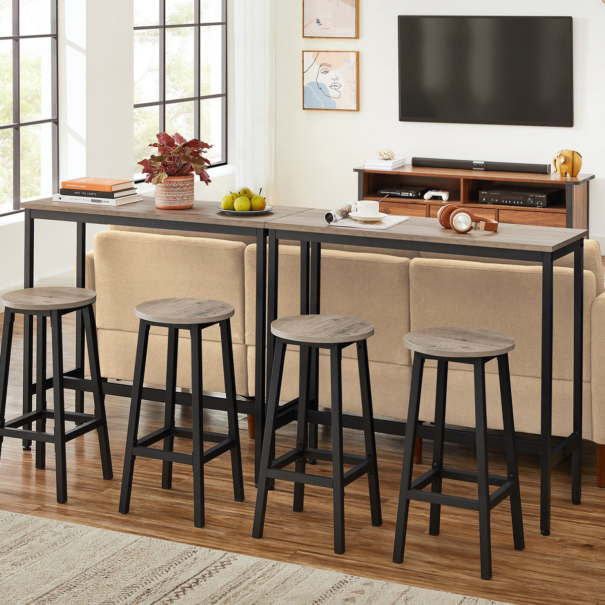 Vasagle Set of 2 Bar Stools with Footrest for Kitchen or Bar | Opal Retail