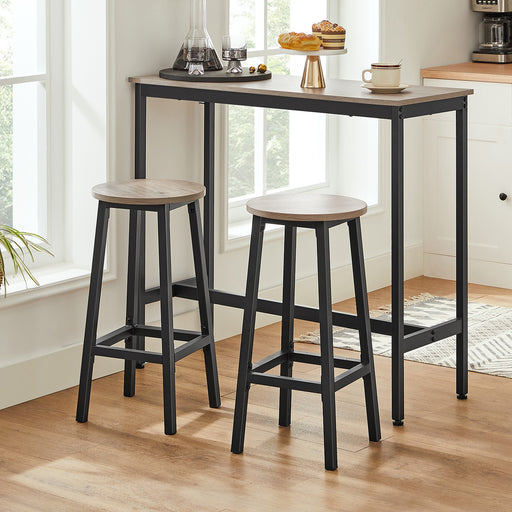 Set of 2 Bar Stools with Backrest and Footrest for Kitchen Island or Home Bar by Vasagle