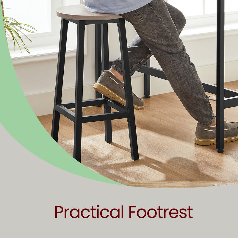 Set of 2 Bar Stools with Backrest and Footrest for Kitchen Island or Home Bar by Vasagle