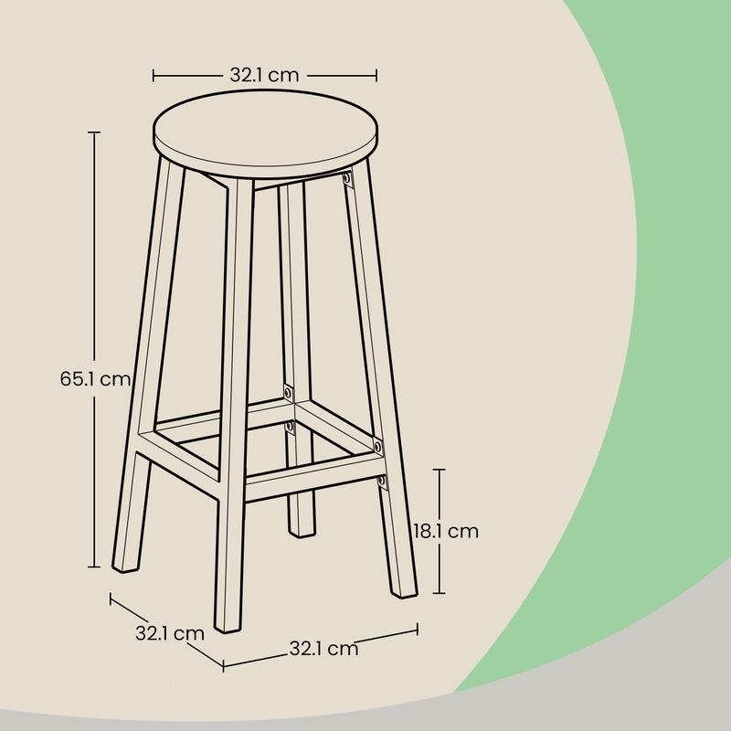 Set of 2 Bar Stools with Backrest and Footrest for Kitchen Island or Home Bar by Vasagle