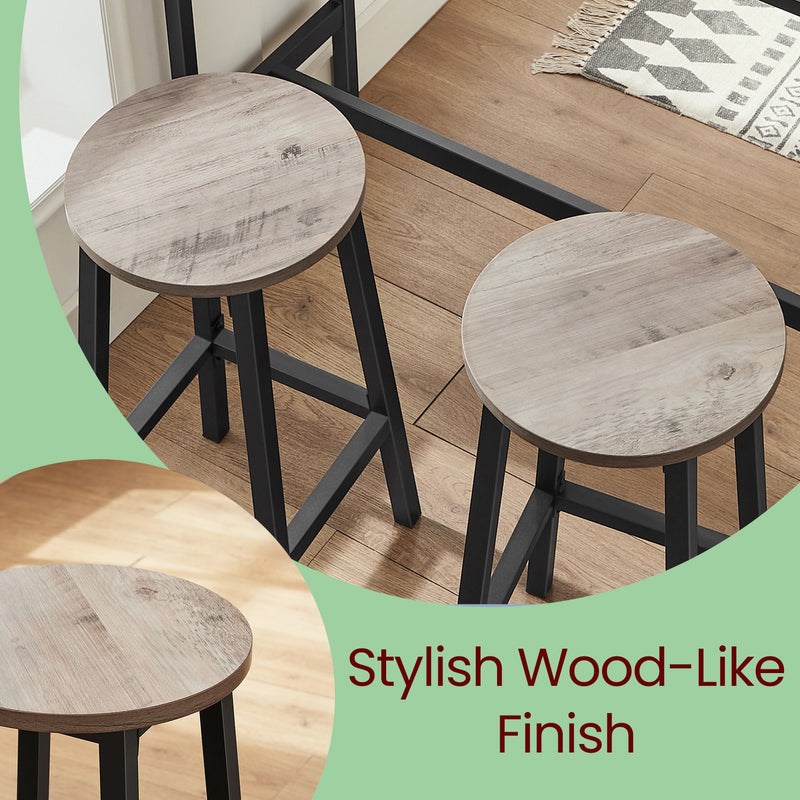 Set of 2 Bar Stools with Backrest and Footrest for Kitchen Island or Home Bar by Vasagle