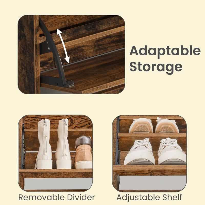 Slim 3 Flip Door Shoe Cabinet For Entryway Stores 14 to 18 Pairs Space Saving Design