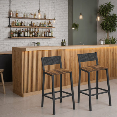 Set of 2 Bar Stools with Backrest for Kitchen Island or Dining Room by Vasagle