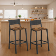 Set of 2 Bar Stools with Backrest for Kitchen Island or Dining Room by Vasagle