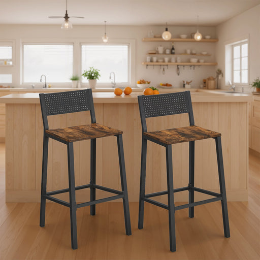 Set of 2 Bar Stools with Backrest for Kitchen Island or Dining Room by Vasagle