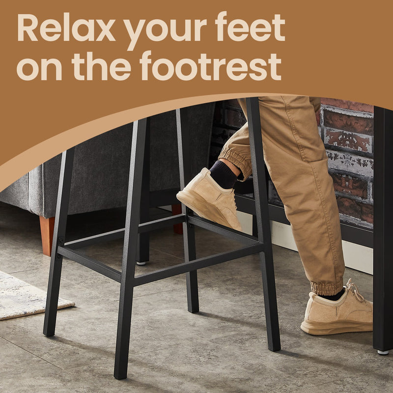 Set of 2 Bar Stools with Backrest for Kitchen Island or Dining Room by Vasagle