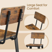 Set of 2 Tall Bar Stools with Backrest for Kitchen Island or Home Bar by Vasagle