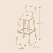 Set of 2 Tall Bar Stools with Backrest for Kitchen Island or Home Bar by Vasagle