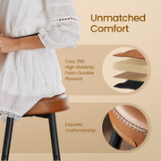 Set of 2 Synthetic Leather Bar Stools with Footrest for Kitchen Counter Seating by Vasagle