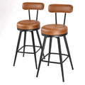 Set of 2 Brown Leather Swivel Bar Stools with Backrest 65cm Counter Height by Vasagle VASAGLE