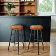 Set of 2 Counter Height Bar Stools with Synthetic Leather Seats for Kitchen by Vasagle