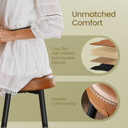 Set of 2 Counter Height Bar Stools with Synthetic Leather Seats for Kitchen by Vasagle