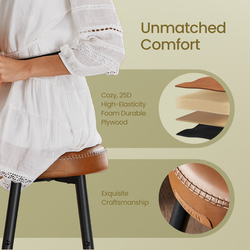 Set of 2 Counter Height Bar Stools with Synthetic Leather Seats for Kitchen by Vasagle