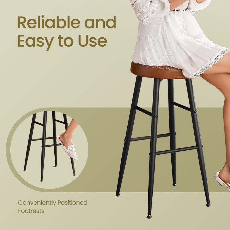 Set of 2 Counter Height Bar Stools with Synthetic Leather Seats for Kitchen by Vasagle