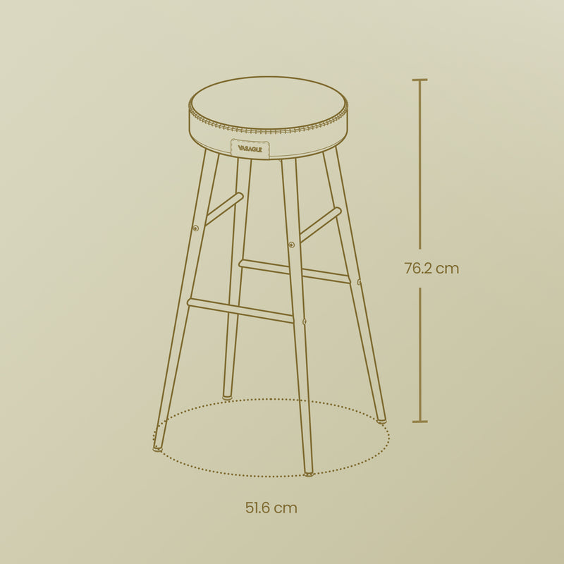Set of 2 Counter Height Bar Stools with Synthetic Leather Seats for Kitchen by Vasagle
