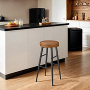Set of 2 Counter Height Bar Stools with Synthetic Leather Seats for Kitchen by Vasagle