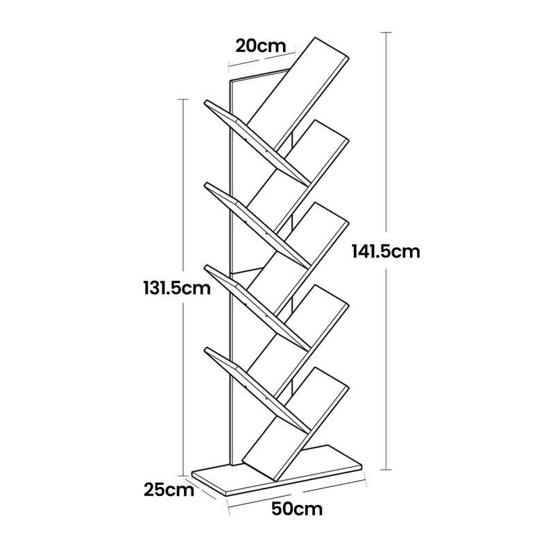 9 Tier Tree Bookshelf Large Freestanding Bookcase for Home Office or Living Room by Vasagle