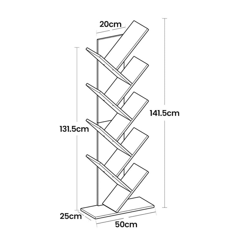 9 Tier Tree Bookshelf Large Space Saving Bookcase for Home or Office by Vasagle