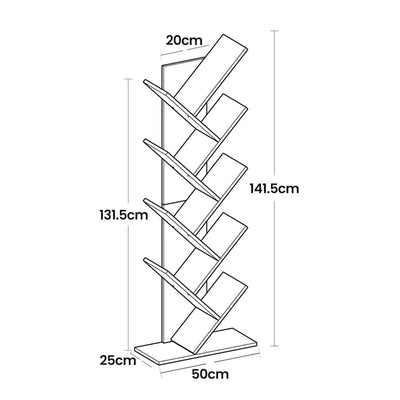 9 Tier Tree Bookshelf Large Space Saving Bookcase for Home or Office by Vasagle