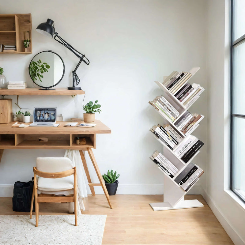 9 Tier Tree Bookshelf Large Space Saving Bookcase for Home or Office by Vasagle