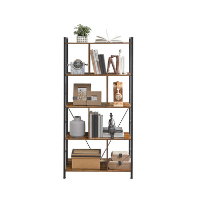 Vasagle 5 Tier Wooden Bookshelf with Open Storage for Home Office or Living Room 30 x 74 x 150cm VASAGLE