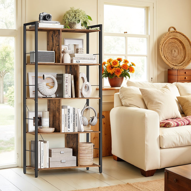 Vasagle 5 Tier Wooden Bookshelf with Open Storage for Home Office or Living Room 30 x 74 x 150cm VASAGLE