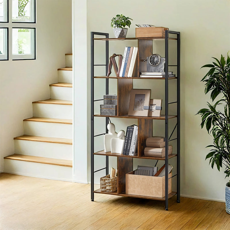 Vasagle 5 Tier Wooden Bookshelf with Open Storage for Home Office or Living Room 30 x 74 x 150cm VASAGLE