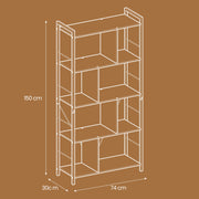 Vasagle 5 Tier Wooden Bookshelf with Open Storage for Home Office or Living Room 30 x 74 x 150cm VASAGLE
