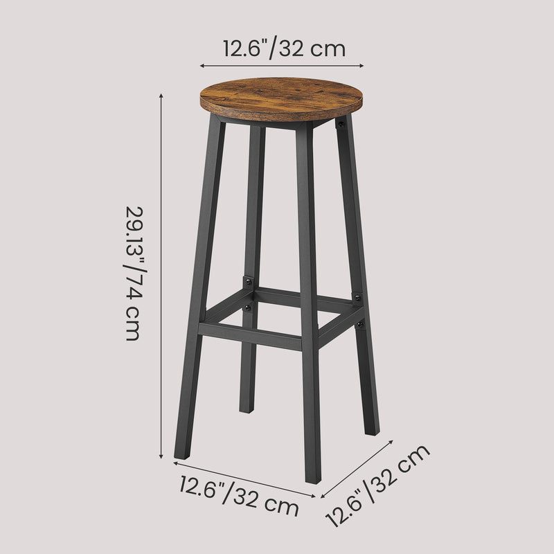 Set of 2 Metal Frame Kitchen Bar Stools with Comfortable Footrest by VASAGLE VASAGLE