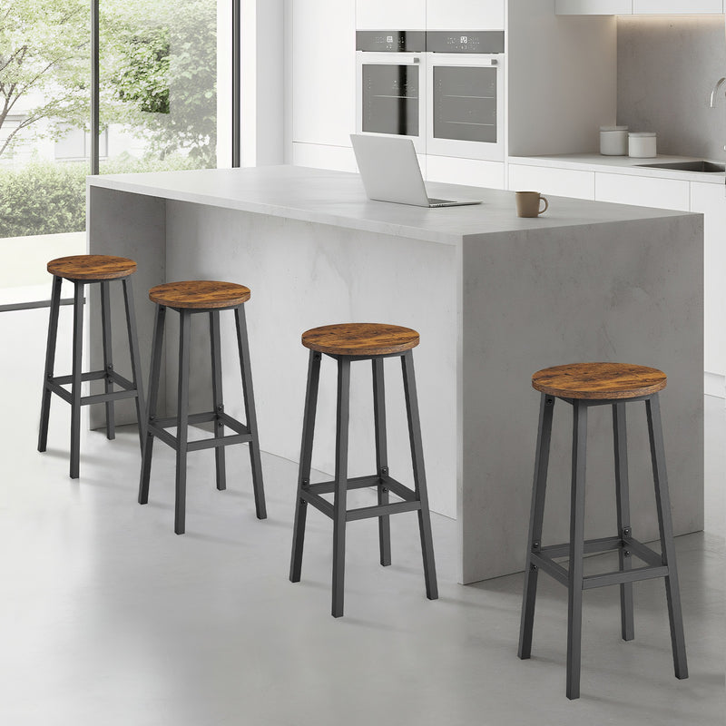 Set of 2 Metal Frame Kitchen Bar Stools with Comfortable Footrest by VASAGLE VASAGLE