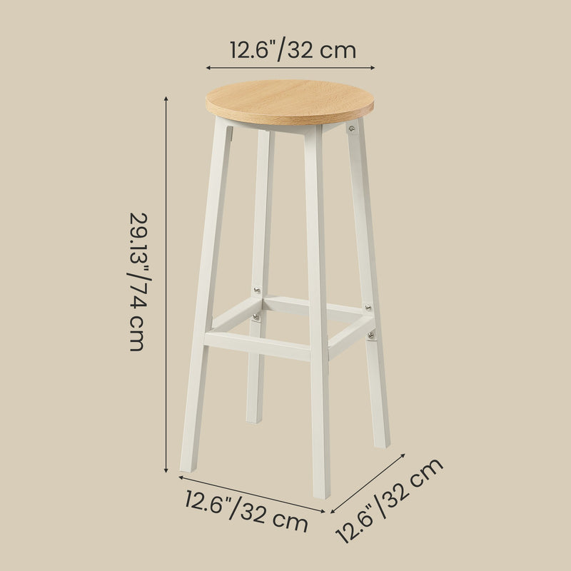 Set of 2 Rustic Kitchen Bar Stools with Sturdy Footrest by Vasagle VASAGLE