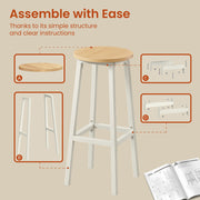 Set of 2 Rustic Kitchen Bar Stools with Sturdy Footrest by Vasagle VASAGLE